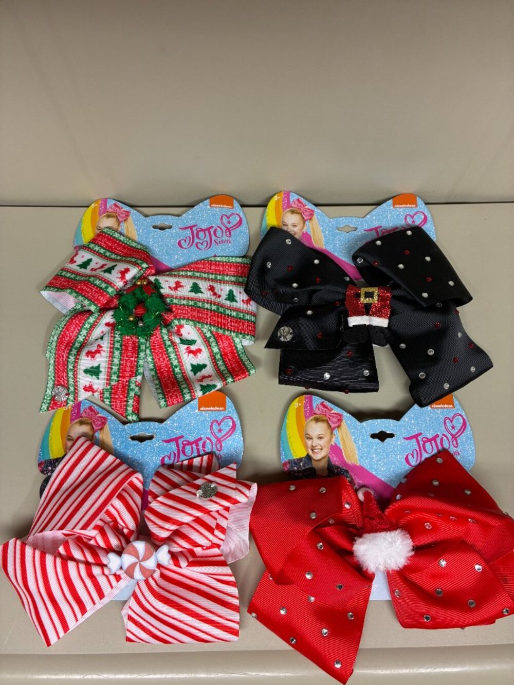 Lot of 4 JoJo Siwa Christmas Holiday Hair Bows Signature Collection NWT
